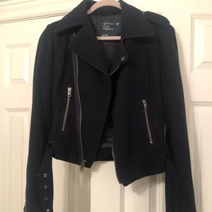 Navy Blue American Eagle Moto Jacket
